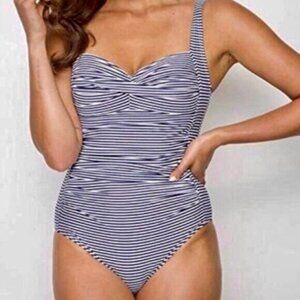 Bond-Eye Australia One piece Blue Stripe Swimsuit US 8 D DD